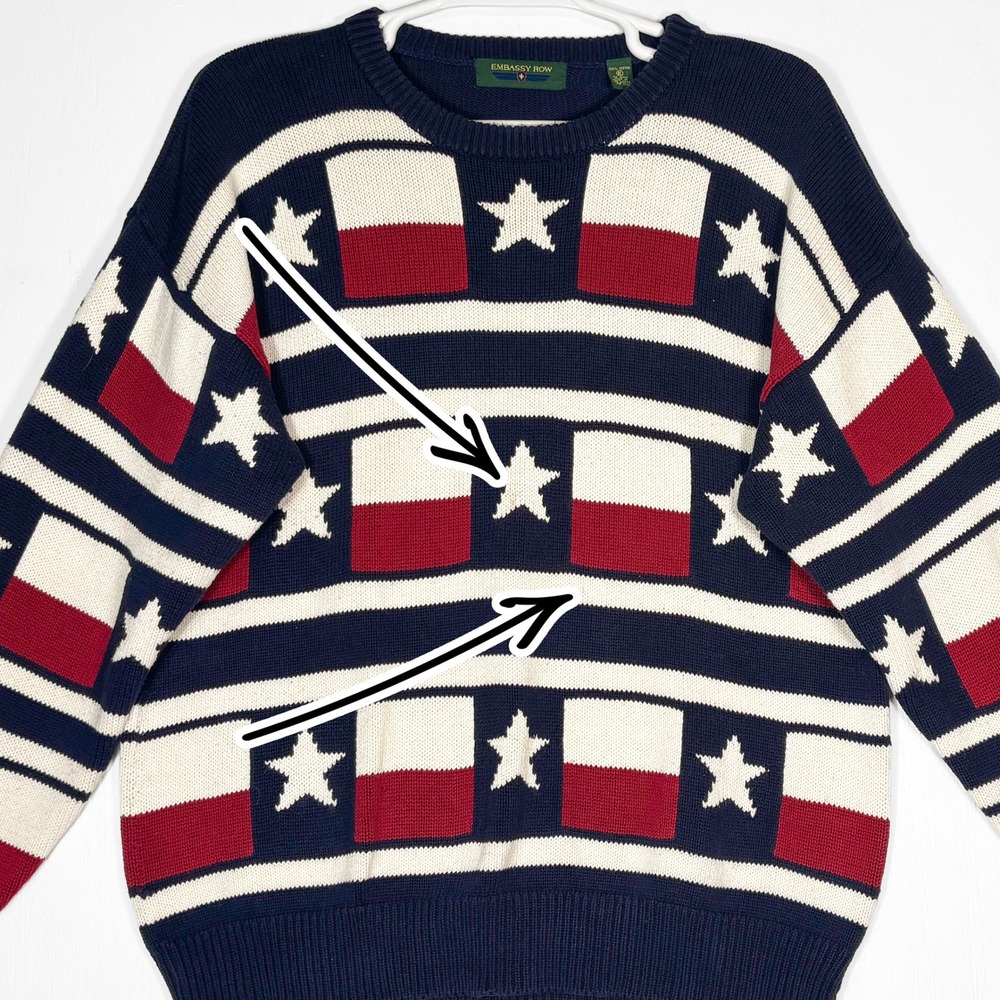 VTG‎ 90s Embassy Row Texas Flag Sweater Mens XL Western Knit Ranch Cowboy - Picture 4 of 7